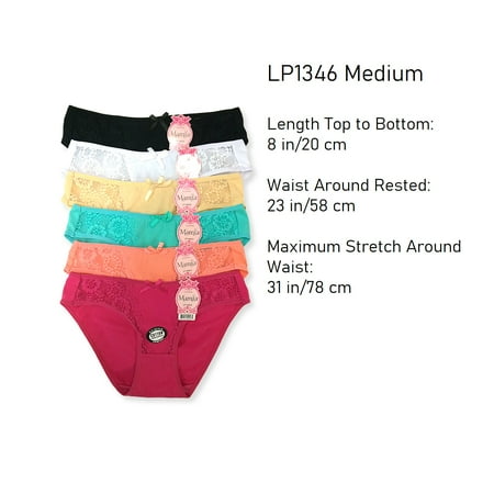 

Mamia Side Floral Lace Lingerie Panties Various Colors (Medium Pack of 6 )