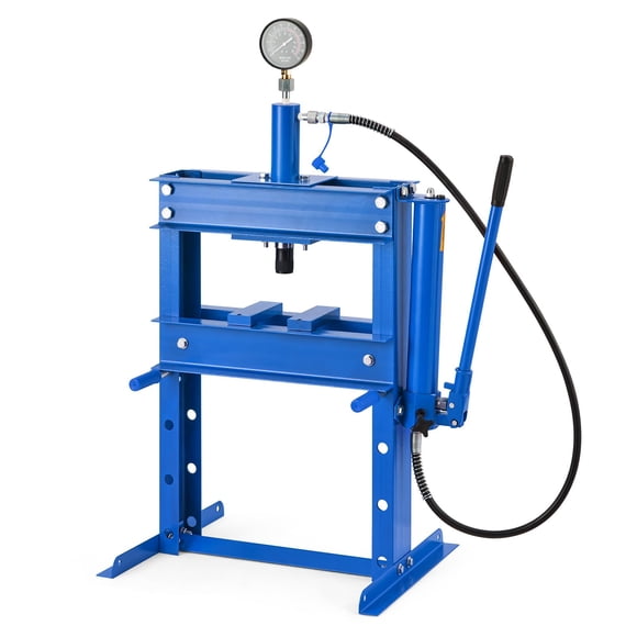 QinaQin 10 Ton Hydraulic Shop Press, H Frame Press with Adjustable Worktable, Pressure Gauge and 2 Press Plates