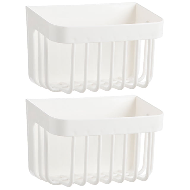 2pcs Bathroom Wall Adhesive Storage Rack Punch-free Adhesive Drain Bracket Facial Cleanser Holder