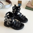 thumbnail image 3 of Dakaela Girls Sandals Cute Open Toe Strappy Gladiator Summer Sandal Kids Toddler Flower Dress Shoes Black, 3 of 8