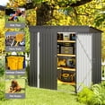 thumbnail image 3 of Asofer 6'x4' Outdoor Storage Shed, Heavy Duty Metal Garden Shed with Lockable Higher Hinged Door, Tool Storage for Patio, Backyard, Lawn, Dark Gray, 3 of 8