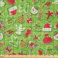 thumbnail image 2 of Ambesonne Christmas Fabric by the Yard Microfiber, Xmas, 5 Yards, Apple Green Red, 2 of 2