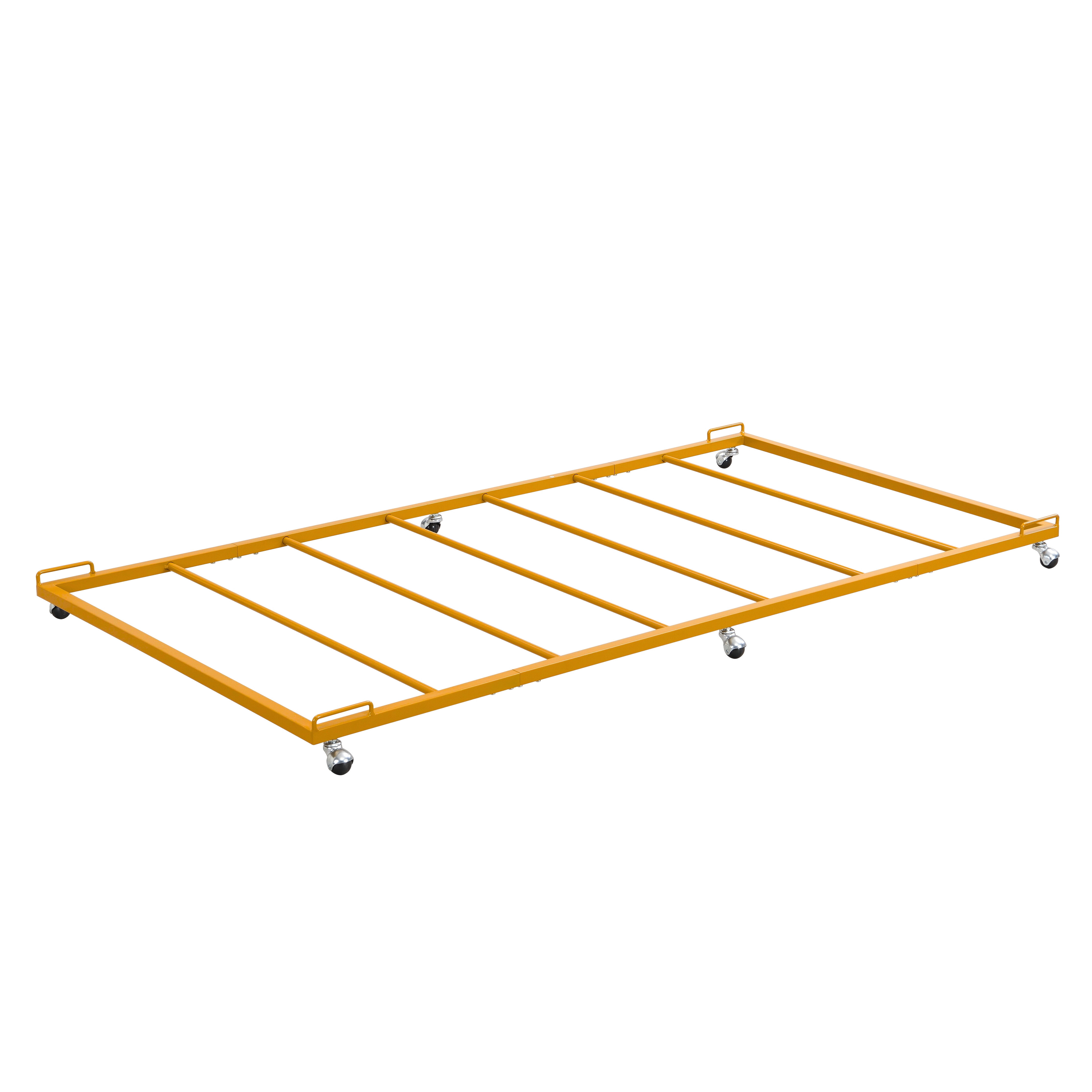 Kings Brand Furniture Moley Twin Size Metal Trundle - Roll Out Bed Frame (Honey Ginger)