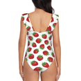 thumbnail image 6 of Yiaed Hand Drawn Strawberry Print Women's Ruffled One Piece Swimsuit V Neck Swimwear Slimming Monokini for Woman-X-Large, 6 of 8