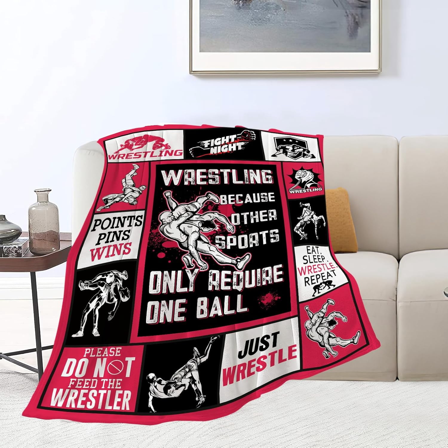 Wrestling Blanket Wrestling Throw Blanket Soft Fleece Flannel Bedding Wrestling Gifts for Men Wrestler Boys Women Girls Lovers Adults Stuff Plush for Couch Sofa Bed Room Decor 40"X50"