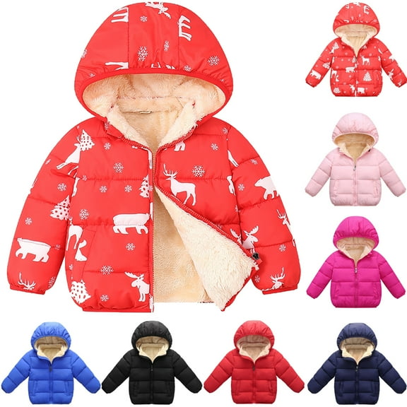 Lovebay 1-6T Toddler Children Boy Girl Padded Puffer Jacket Fleece Lined Hooded Winter Coat