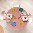 thumbnail image 3 of Ambesonne Christmas Emoji Fitted Round Tablecloth, Cartoon Star Snow, 40"- 44" Diameter, Blush and Multicolor, 3 of 4