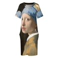 thumbnail image 4 of Chica con un pendiente de perla de Johannes Vermeer vestido suelto con bolsillo vestido de dama de honor mujer ropa de verano 2025, 4 of 7