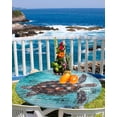 thumbnail image 2 of Retro Watercolor Marine Sea Turtle Fitted Round Tablecloths Elastic Edged Table Covers 36"-44",Ocean Life on Blue Letter Back Waterproof Dining Room Kitchen Table Cloth for Holiday Party Tables Decor, 2 of 8
