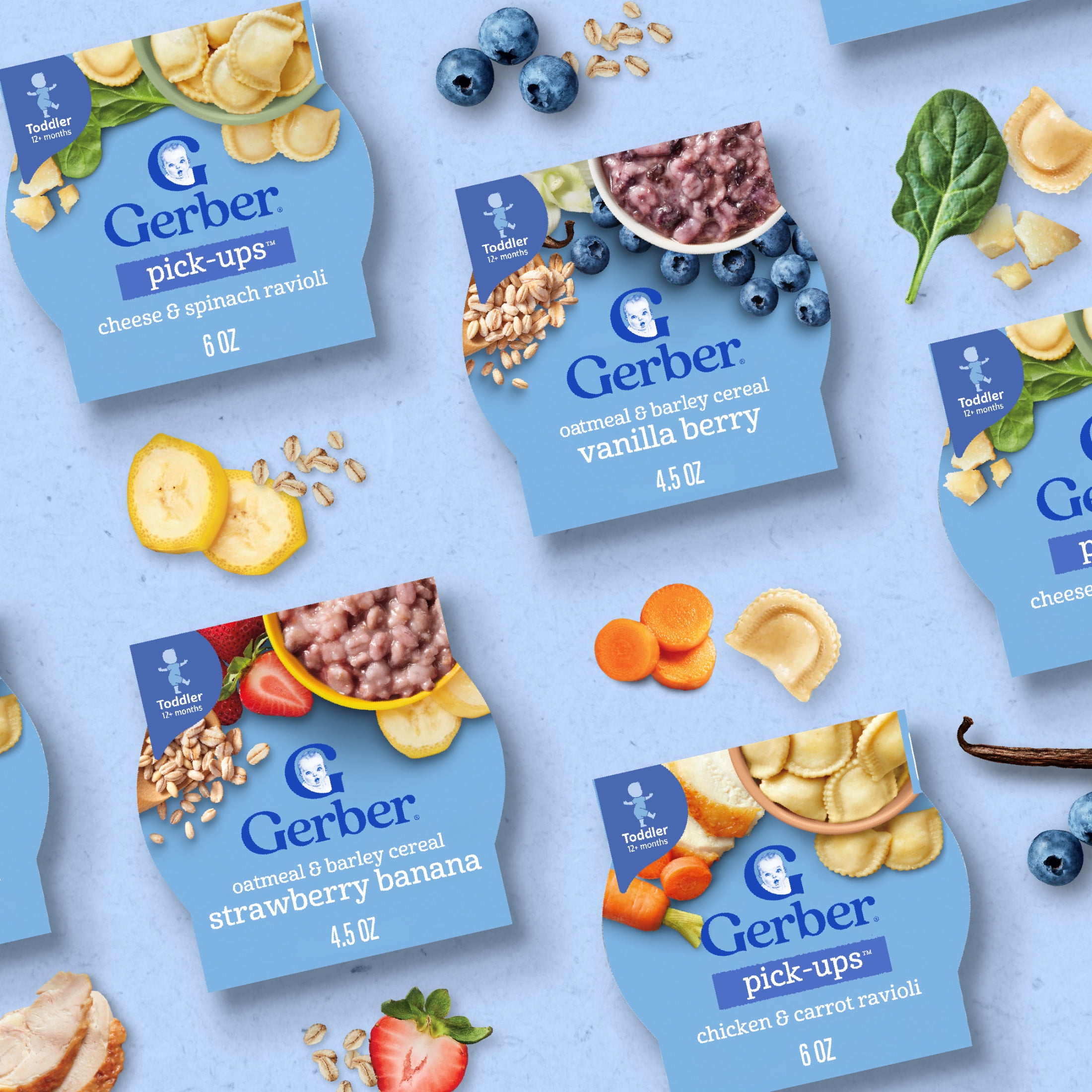(2 pack) Gerber Toddler Food, Ravioli Multipack, Gerber Pick-Ups, Baby Led Feeding, Variety 6PK 2.25 lb.