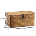 thumbnail image 3 of XIBUFE 2026 New Handmade Wicker Storage Basket with Lid,Woven Rattan Seagrass Laundry Basket,Sturdy Metal Frame,Stylish Organizer for Toys,Pantry,Bathroom – 26X16X10Cm, 3 of 7