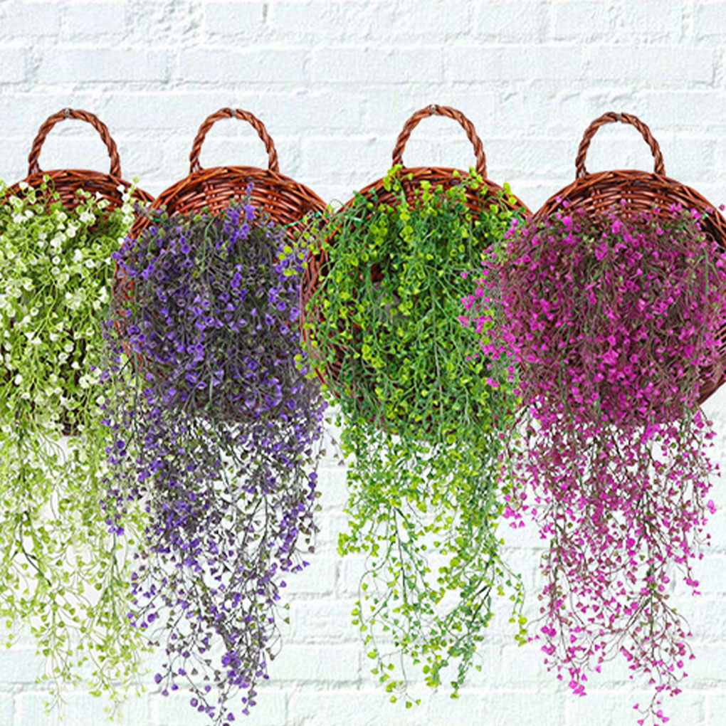 Worallymy Artificial Wall Background Hanging Flowers Plant Fake Vine  Birthday Balcony Decoration Housewarming Gifts Supply for Office Short  Purple 85CM 