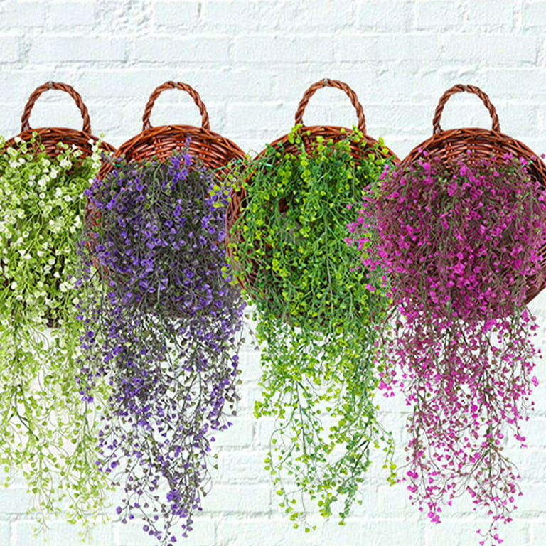 TureClos Artificial Wall Background Hanging Flowers Plant Fake Vine  Birthday Balcony Decoration Housewarming Gifts Supply for Office Short  Green 85CM 