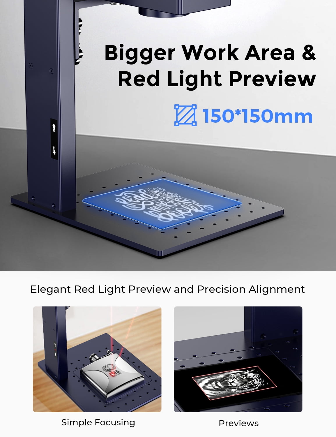 GWEIKE G2 Max 50W Fiber Laser Engraver with 3D & Deep Engraving, 15000mm/s Fast Laser Engraver Machine, 150x150mm Working Area, 0.001mm Laser Marking Machine for Jewelry, Metal, Leather, Dog Tags