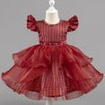 thumbnail image 2 of ZACPNCV Girl Flower Dress Flower Design Princess Wedding Dress for Toddler and Baby Girl Red 4-5 Years, 2 of 6