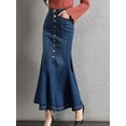 thumbnail image 4 of HLSOHJP Autumn New Women's Denim Mermaid Skirt Fashion Elastic Slim Pack Hips Long Jeans Skirt Casual Female Clothing S-XL, 4 of 6