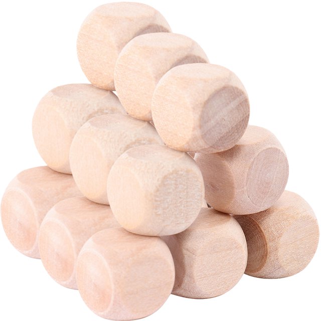 30 Pcs dés en Bois Vierges Non Finis dés en Bois 6 Côtés Projets d'Artisanat DIY