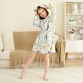 thumbnail image 3 of FORMRS Niños Bathrobe Unisex Hooded Robe Soft Plush Pajamas Sleepwear, Size 7-9T, Blue Floral Rabbit, 3 of 7