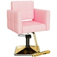 thumbnail image 3 of Baasha High-end Salon Chair, Gold & Pink, Faux Leather, 360° Swivel, 330 lbs Weight Capacity, Memory Foam Cushion, Arm Rest, Ergonomic, Adjustable Height, Foot Rest, PU Leather, 3 of 10