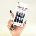 thumbnail image 1 of Gold Finger 24 piezas de uñas navideñas a presión, punta francesa cuadrada, ataúd ovalado, uñas postizas de larga duración, brillo brillante, copos de nieve de invierno, pegamento navideño en las uñas, 1 of 5