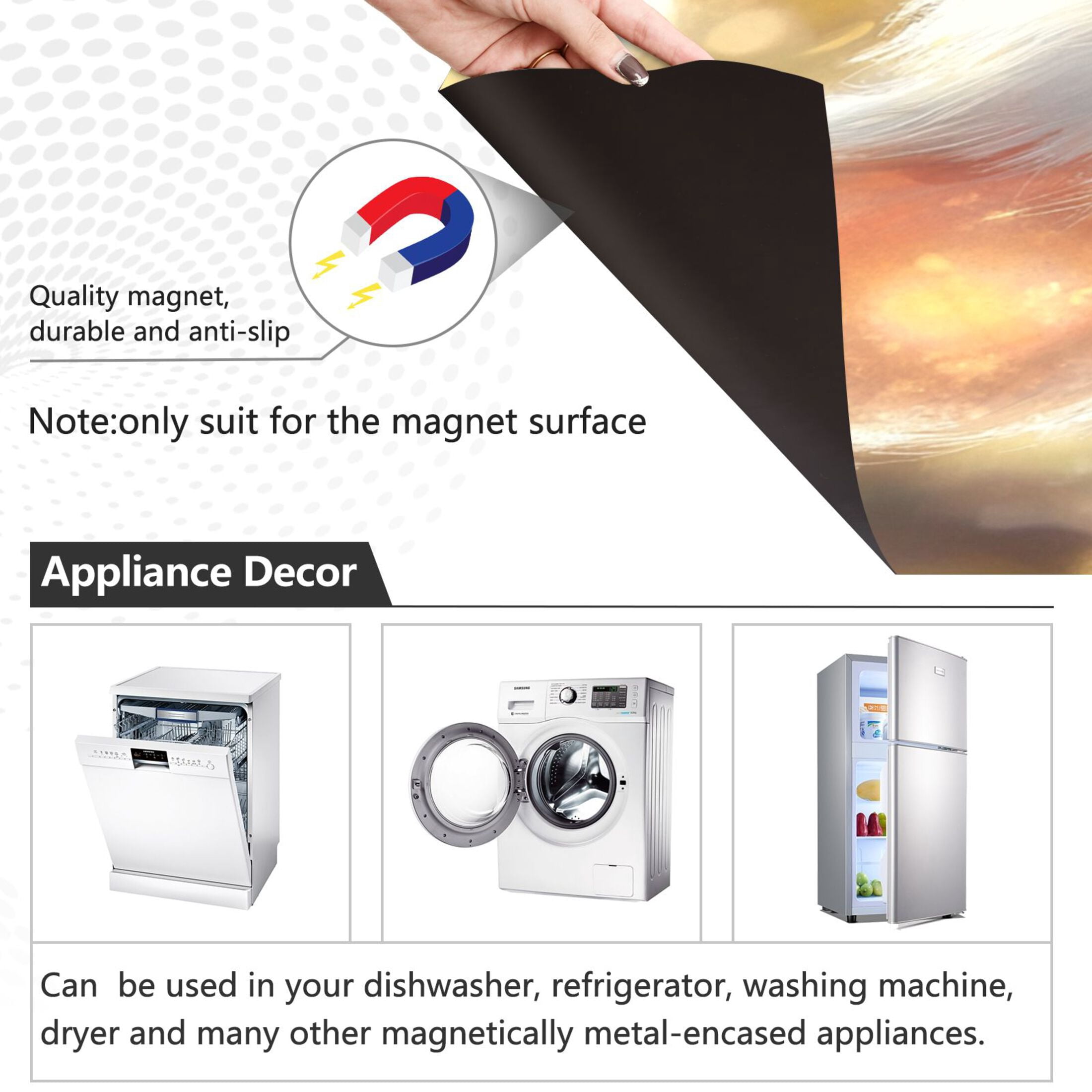 Dishwasher Magnetic Sticker 23x26 Inch Refrigerator Magnetic Sticker Washing Machine Magnetic Sticker Kitchen Panel Magnetic Sticker Home Decor Adorable White Mouse
