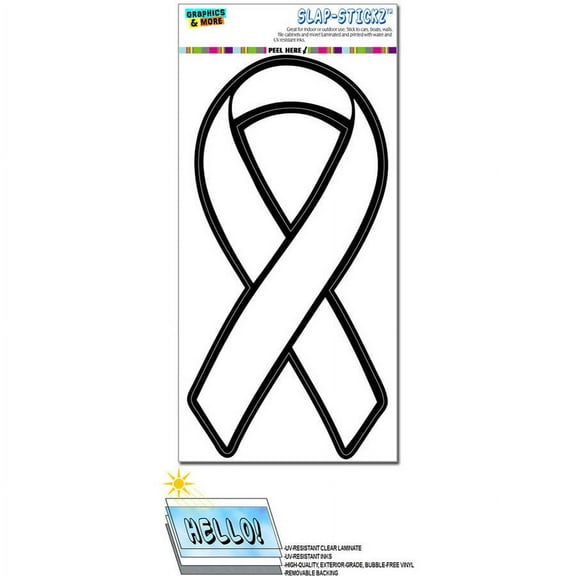 White Awareness Support Ribbon Lung Cancer Automotive Car Window Locker Bumper Sticker