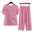 thumbnail image 2 of Birdeem Blouses pour Femmes Ensemble Estival Décontracté Imprimé à Manches Courtes Col Rond Haut Pantalon Tailleur Mince Usé Extérieur Tenue d'Intérieur, 2 of 12