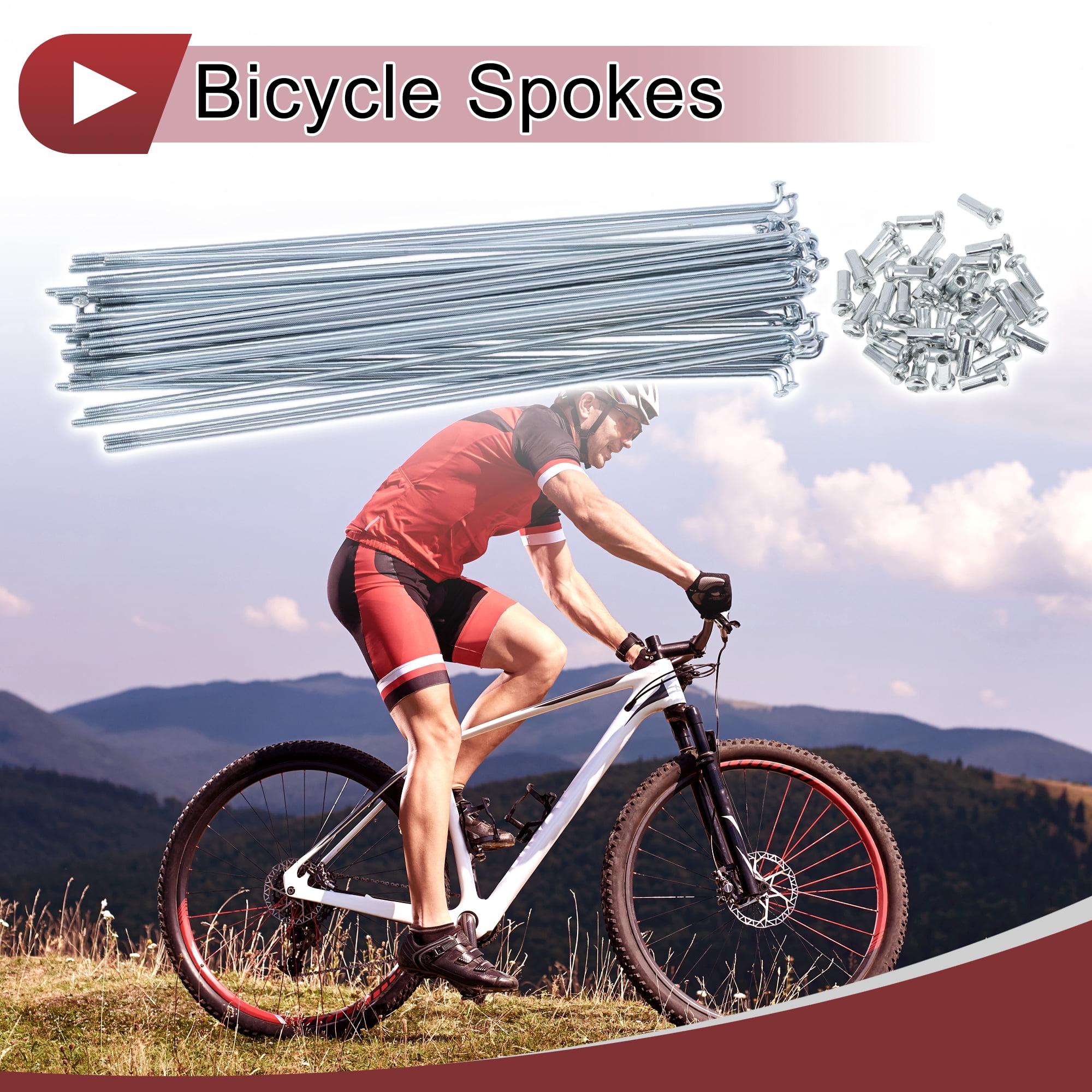 Unique Bargains 36Pcs 13G Bike Wheel Spokes Galvanized Carbon Steel Silver Tone 7.68"