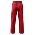 thumbnail image 4 of SWSMCLT Men's Bottom Closed Casual Cargo Pocket Carpenter Belt Cargo Pants Billowy Casual Pants Work Utility Pants Burgundy Large, 4 of 4
