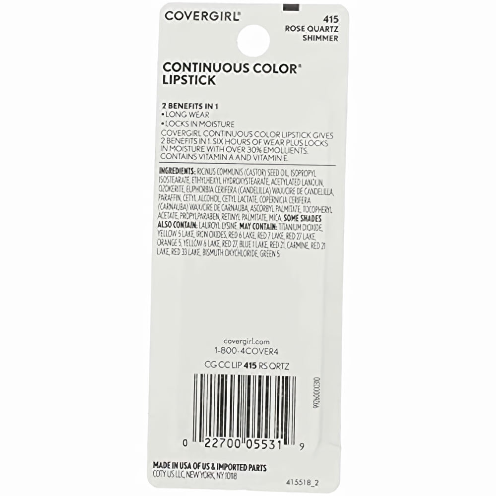 CoverGirl Continuous Color Lipstick Rose Quartz (Pack of 32)