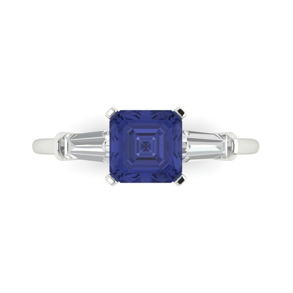 Clara Pucci 14K White Gold 1.62ct Tanzanite Three-Stone Ring for Women