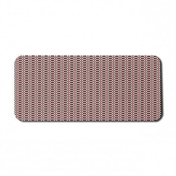 Retro Computer Mouse Pad, Circular Motif Repetition with Concentric Tricolor Rounds, Rectangle Non-Slip Rubber Mousepad X-Large, 35" x 15" Gaming Size, Vermilion Charcoal Grey, by Ambesonne