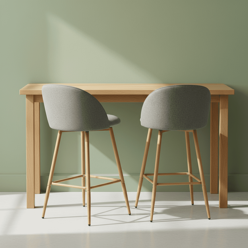 Homy Casa Set of 2 Modern Bar Stool with Fabric Upholstery - 26 in. Seat Height Adjustable Seat for Kitchen Island