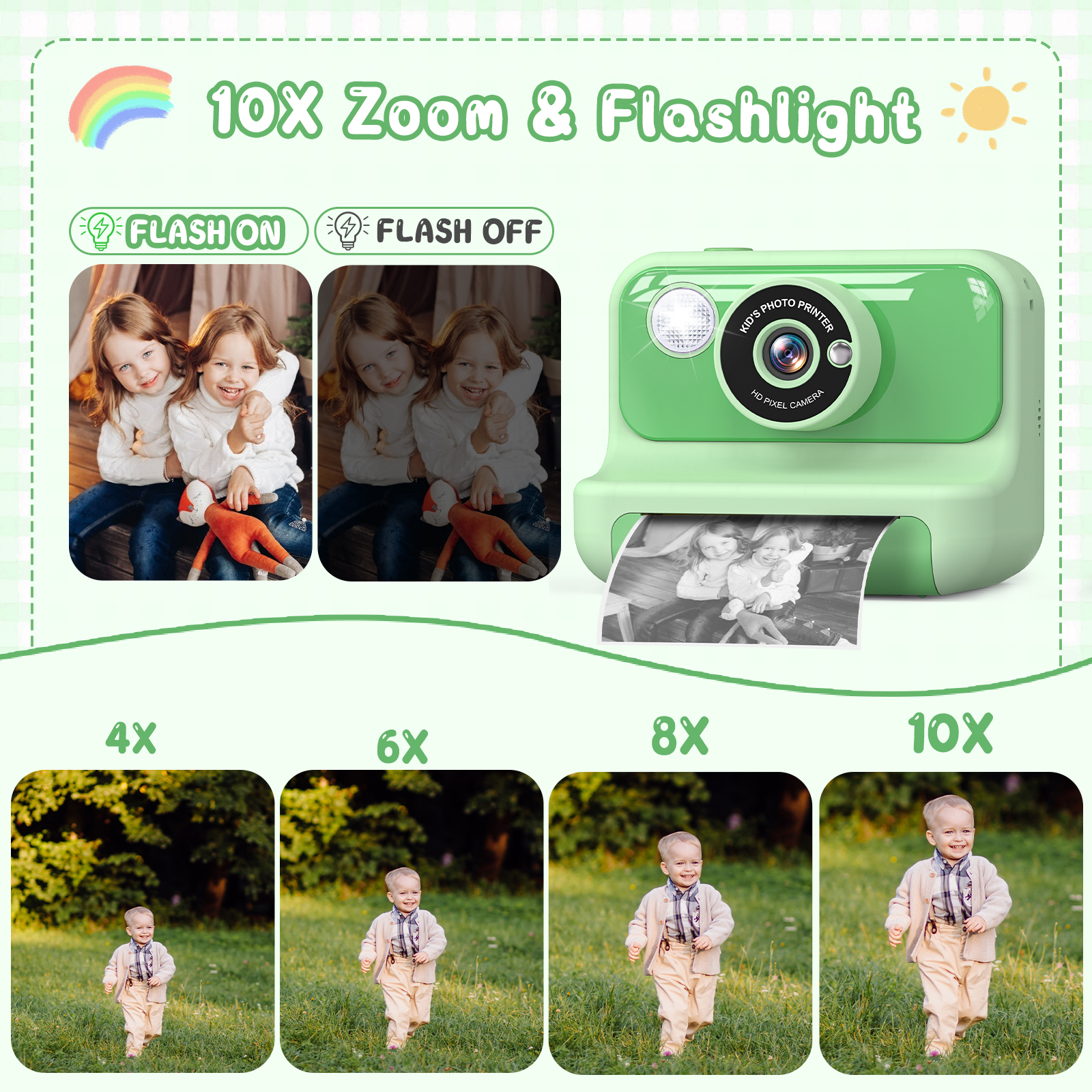 Gofunly Instant Print Kids Camera, 1080P HD Video, Green photo 4