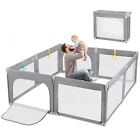 Dripex Foldable Baby +Toddler Large Foldable Playpen 71"x71" Light Grey