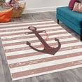 thumbnail image 2 of Striped Decorative Rug, Ship Anchor Chain Marine Life Inspired Lines Background Ocean Sailing, Quality Carpet for Bedroom Dorm and Living Room, 6 Sizes, Dried Rose, by Ambesonne, 2 of 4
