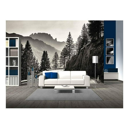 wall26 - Country Road at The European Alps - Removable Wall Mural | Self-Adhesive Large Wallpaper - 100x144