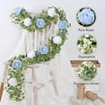 thumbnail image 2 of Lyacmy 6.07FT Artificial Eucalyptus Garland with Flowers, Blue Fake Rose Gypsophila Flower Garlands for Decoration, Greenery Garland Hanging Vines for Room Wedding Backdrop, 2 of 8