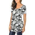 thumbnail image 2 of Gvmfive Women Summer Floral Print Short Sleeve Tunic Tops Button Down Loose Blouse T-shirt, 2 of 4