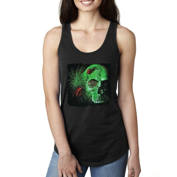 Creepy Bug Insect Skeleton Skull Face Fashion Ladies Racerback Tank Top, Black, Small
