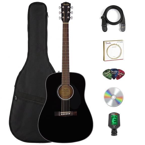 Fender FA-125 Dreadnought Acoustic Guitar - Black w/ Gig Bag