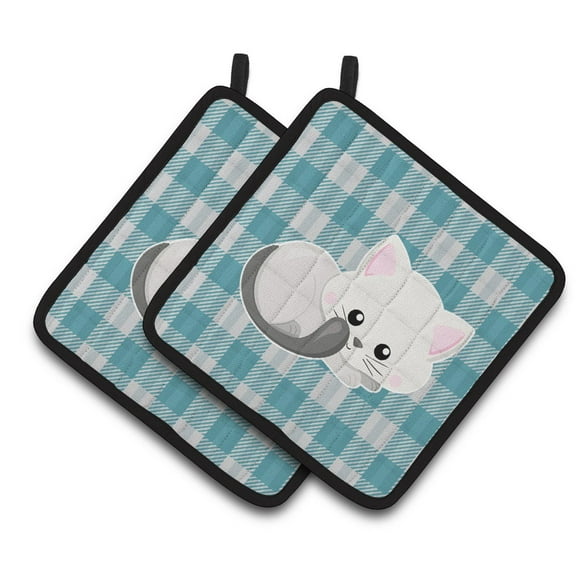 Caroline's Treasures White Kitten Pair of Pot Holders