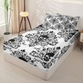 thumbnail image 2 of Homewish Goth Halloween Skull Zipper Twin Comforter Sets with Fitted Sheet and 2 Pillowcases,Victorian Damask Zipper Bedding Set,Black White,Black Reversible,4pcs, 2 of 8