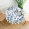 thumbnail image 2 of Blue Floral Tablecloth Round 70 Inch Vintage Chinoiserie Blue Table Cloth Polyester Fabric Spring Summer Flowers Farmhouse Table Cover for Kitchen Party Picnic Outdoor Decor, 2 of 6