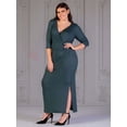 thumbnail image 2 of Plus Size V Neck Side Slit Fitted Maxi Dress, 2 of 11