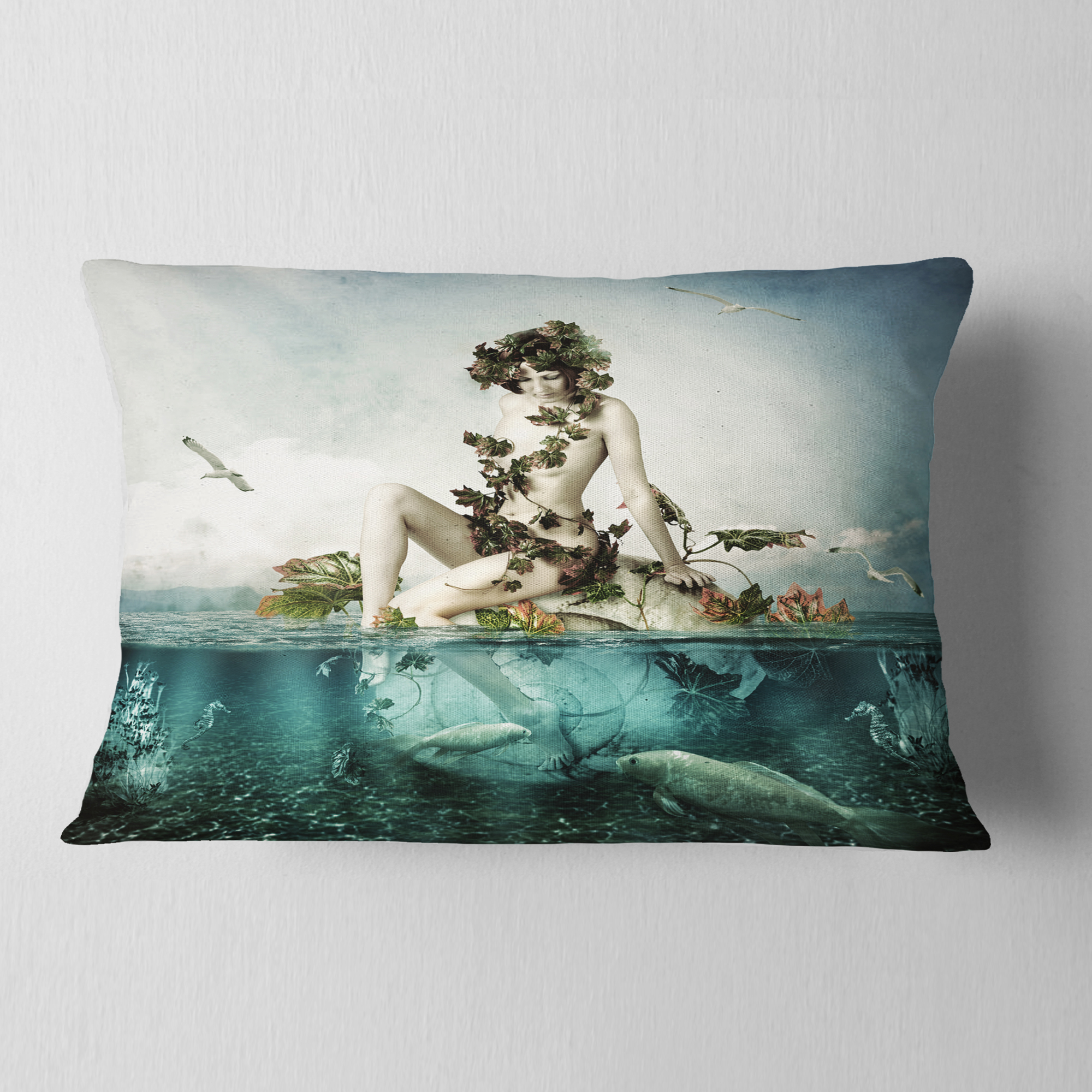 Designart Woman of the Sea - Modern Portrait Throw Pillow - 12x20