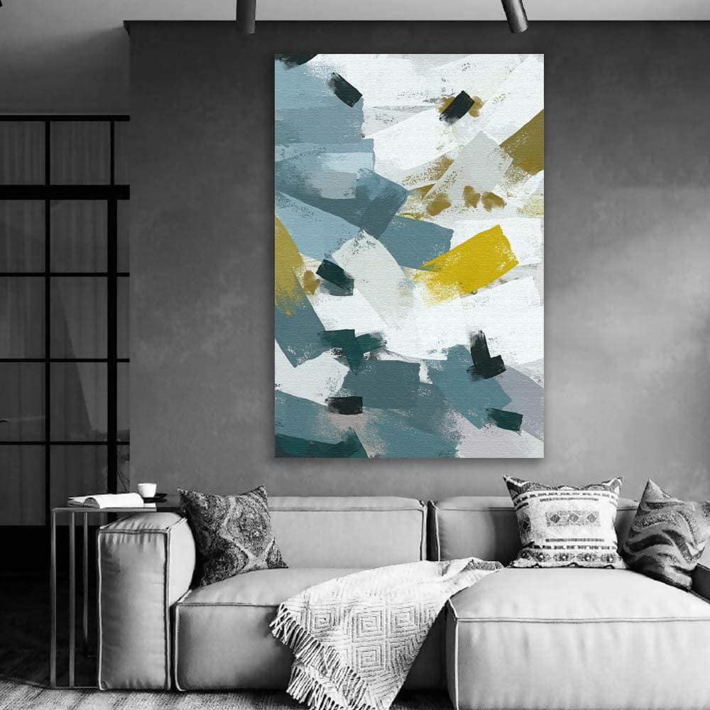 SIGNWIN Framed Canvas Wall Art Abstract Color Block Canvas Prints Home Artwork Decoration for Living Room,Bedroom 16x24 inches