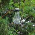thumbnail image 3 of Northlight 7" Black Hexagonal Solar Powered LED Decorative Outdoor Metal Patio Lantern, 3 of 4