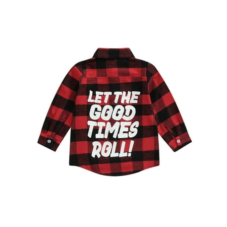 

Toddler Baby Boys Girls Lapel Long Sleeve Button Down Plaid Tops Jacket