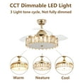 thumbnail image 6 of 36" Gold Retractable Ceiling Fan with 24W Led Light and Remote Control, Crystal Caged Chandelier, 6 of 9